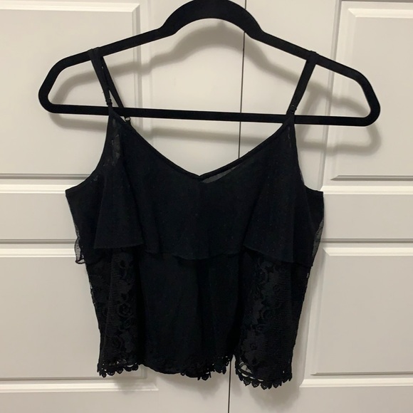 Black lace ruffle tank